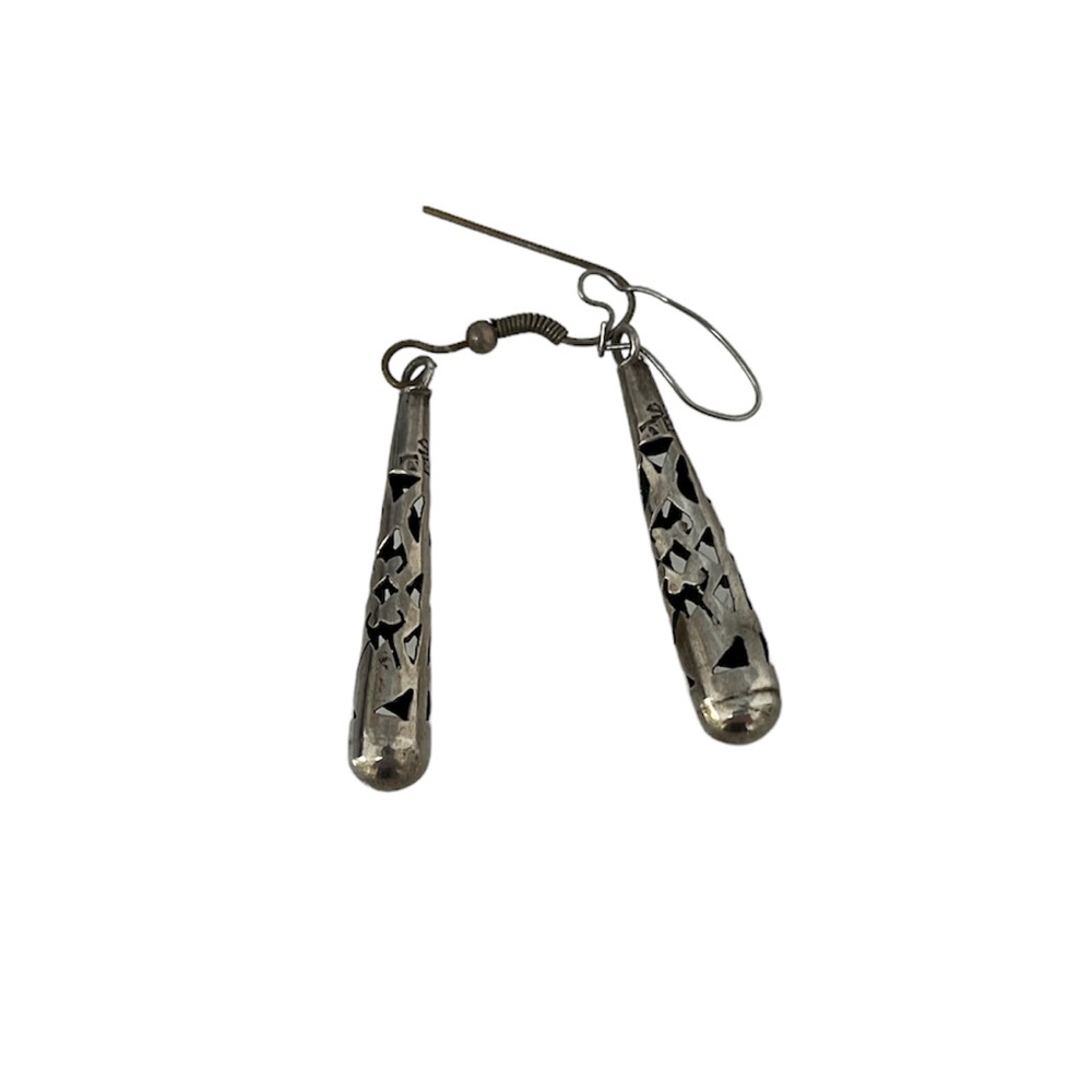 925 Sterling-Inspired Silver Filigree Drop Earrings antique vintage